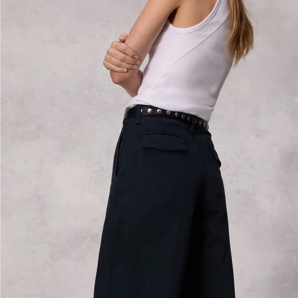 Sofie Wide Leg Cotton Chino In Navy - Picture 3 of 13